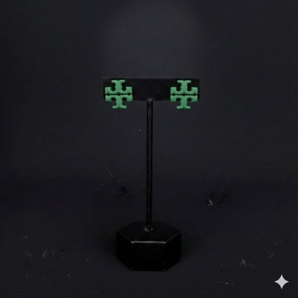 Tory Burch Jewelry - Tory Burch green and gold Kira earrings